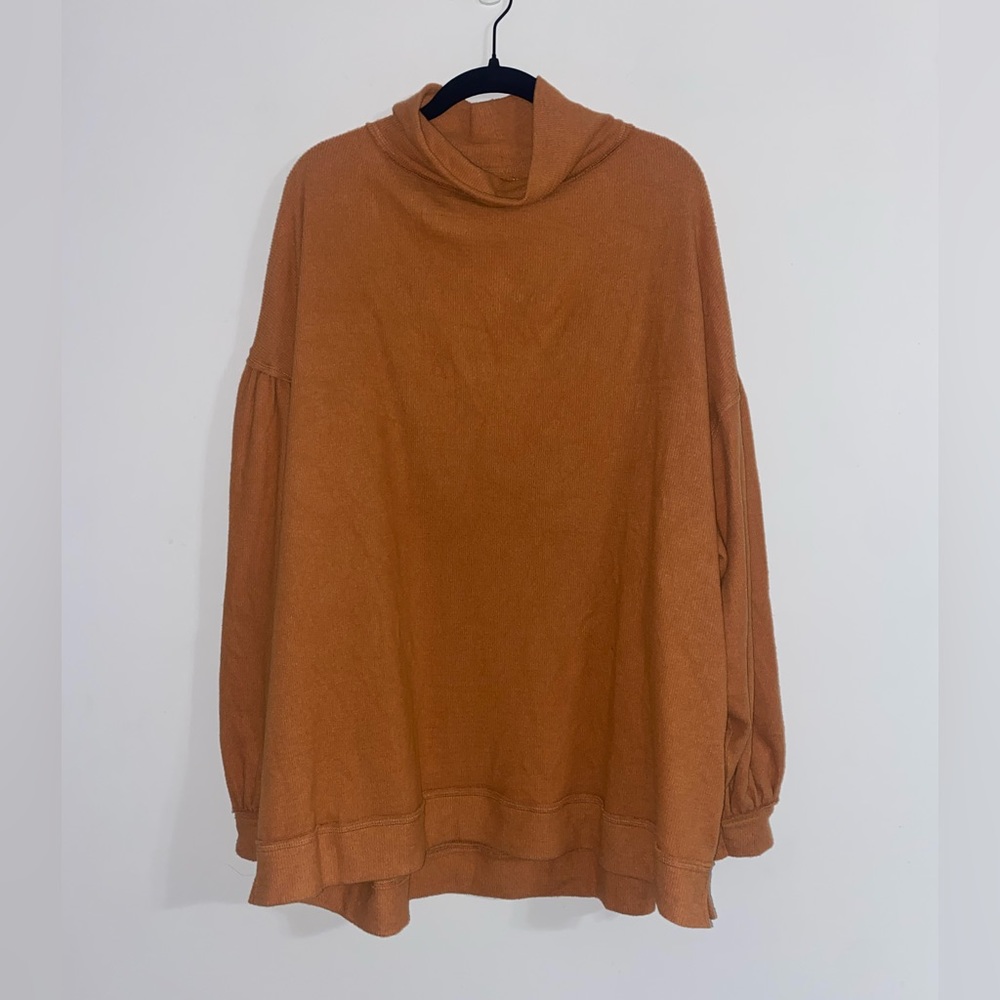 NWT Free People Mock Neck Oversized Drop Shoulder Open Back Tunic Sweater